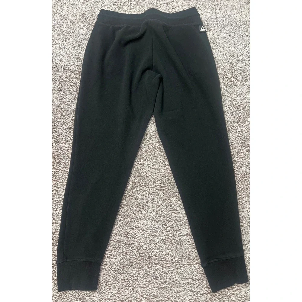 Reebok Mens S Black Fleece Jogger Sweatpants Zipper Pockets Tapered Athletic
